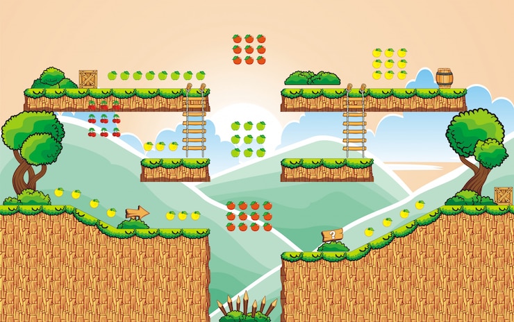 Vector fondo y objeto para crear juegos en 2d