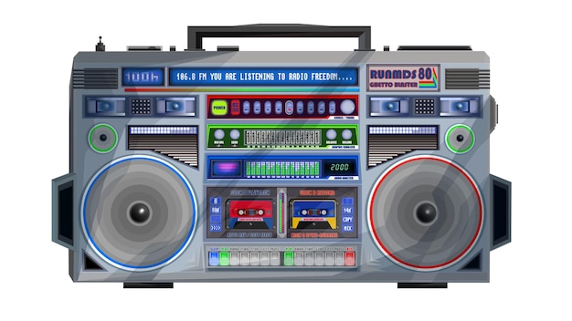 Vector fondo de objeto vintage ghetto blaster boombox