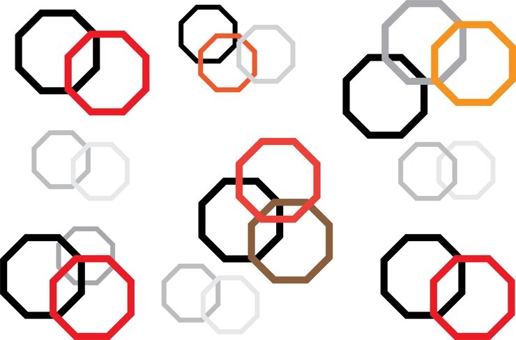 Vector fondo octogonal compuesto de negro rojo blanco y gris