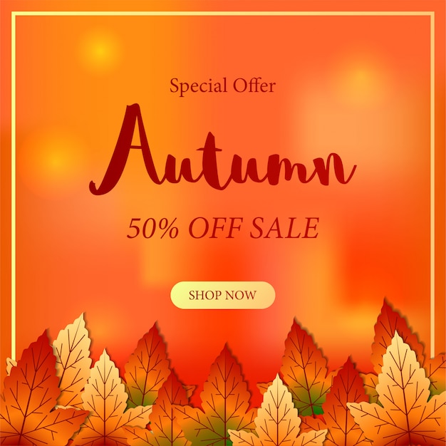 Fondo de oferta especial de otoño con hojas de otoño