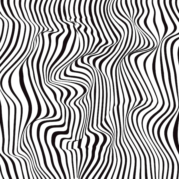 Fondo de onda abstracto diseño de rayas o líneas onduladas blancas y negras