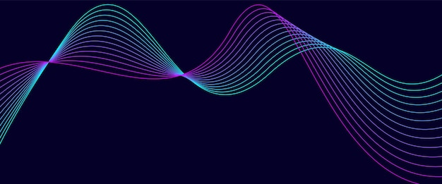 Fondo de onda abstracto con onda brillante Líneas en movimiento brillantes elemento de diseño azul rosa moderno