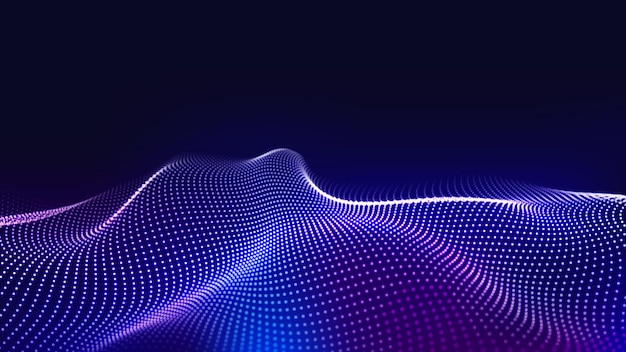 Fondo de onda abstracto con puntos y líneas de conexión Ilustración de tecnología Onda dinámica moderna futurista