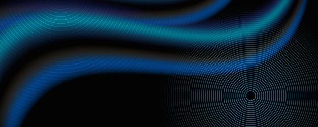 Fondo de onda azul con línea de rayas. Líneas de ondas fluidas brillantes.