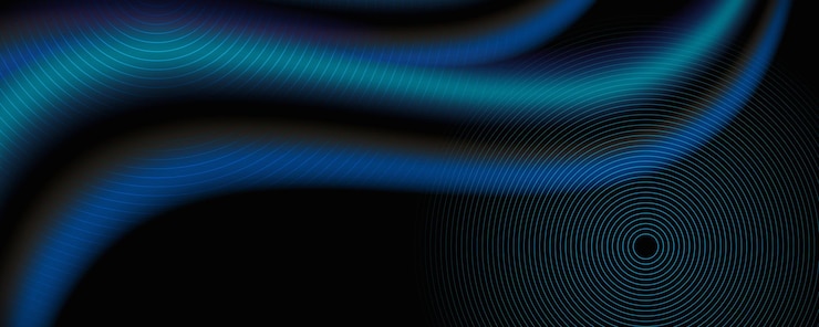 Vector fondo de onda azul con línea de rayas. líneas de ondas fluidas brillantes.