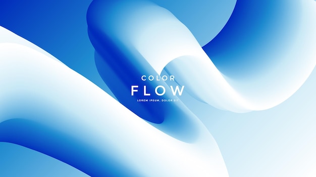 Fondo de onda de fluido azul y blanco Composiciones geométricas de duotono con forma de flujo 3d degradado