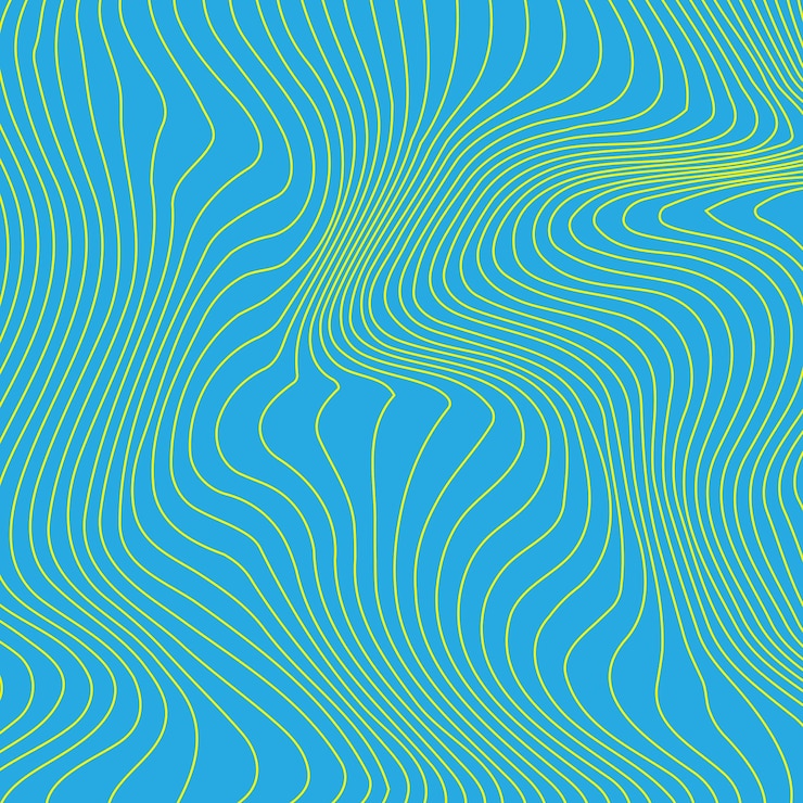 Fondo de onda geométrica azul y amarilla