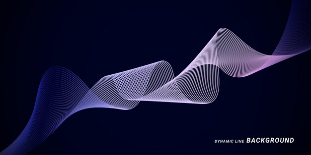 Fondo de onda de línea dinámica ilustración de diseño vectorial colorido en fondo rosa azul y oscuro