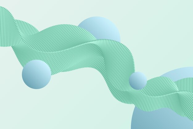 Fondo de onda de partículas de volumen dinámico turquesa con las esferas de degradado azul