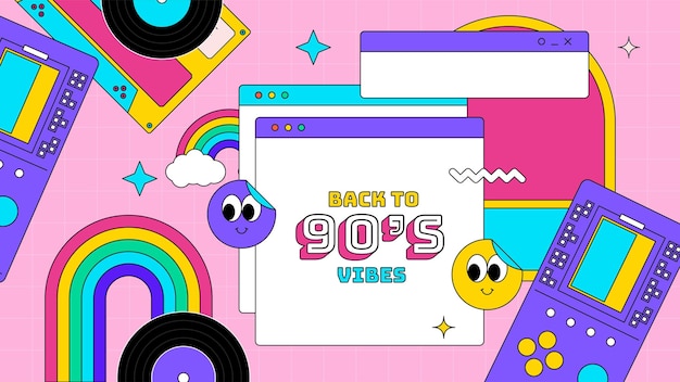 Fondo de onda de vapor vintage lineal vectorial