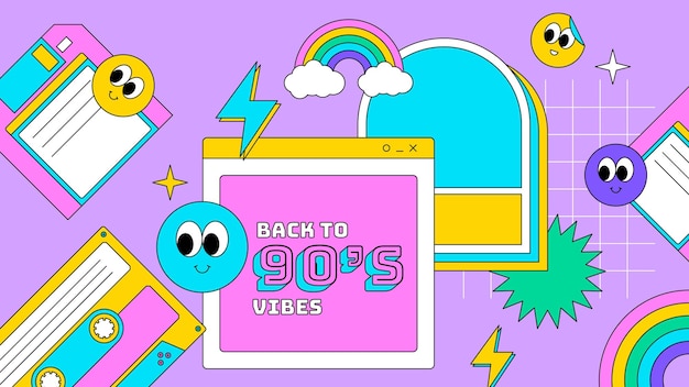 Fondo de onda de vapor vintage lineal vectorial