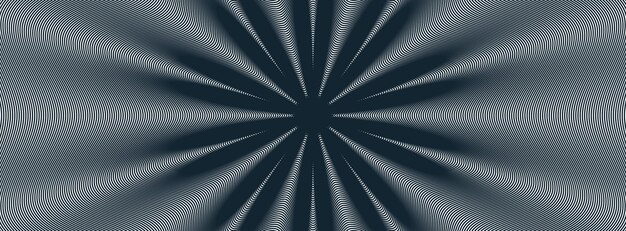 Fondo de onda vectorial abstracto hecho con efecto de arte Moire lineal textura surrealista sonido y ondas musicales tema abstracción de cuadrícula en blanco y negro
