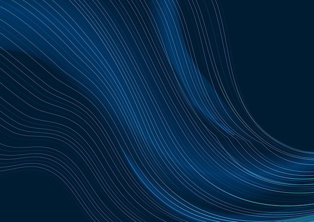 Fondo de ondas abstractas de línea curva azul oscuro
