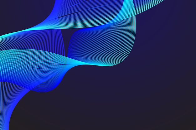 Fondo de ondas abstractas con patrones circulares azules gradientes que se superponen en la superficie oscura Perfecto para el arte digital tecnológico y los temas de diseño futurista