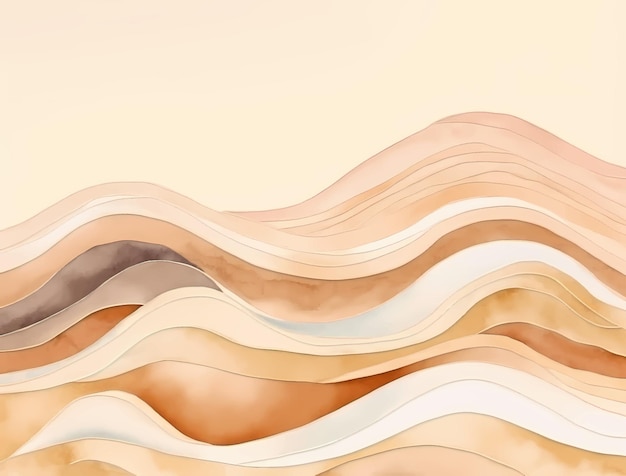 Fondo de ondas abstractas de vector acuarela marrón