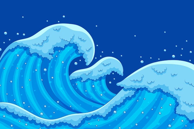 Fondo de ondas de agua dibujado a mano