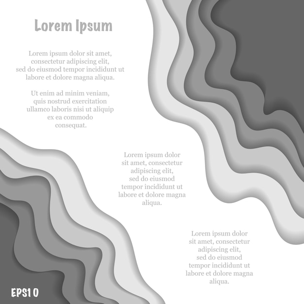 Fondo de ondas en escala de grises de corte de papel