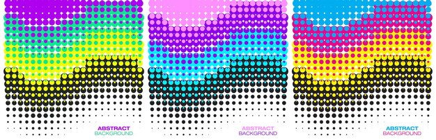 Fondo de ondas de medio tono Conjunto de patrones de medio tono brillantes Ilustración vectorial