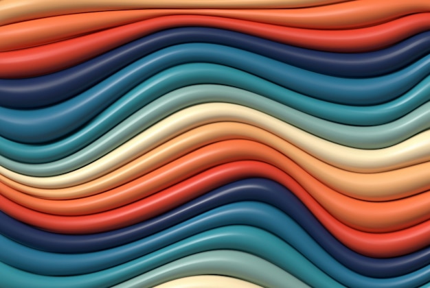 Fondo ondulado 3D multicolor abstracto moderno Líneas horizontales o fondo con efecto de distorsión ondulada