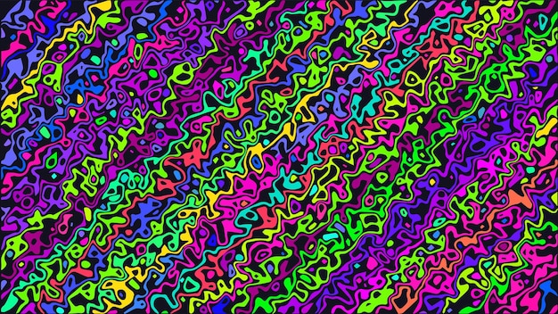 Fondo ondulado de color neón de patrón psicodélico de tira Trippy