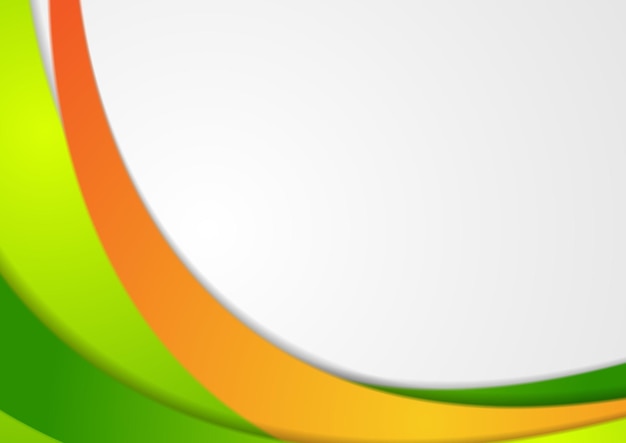 Vector fondo ondulado corporativo verde y naranja diseño vectorial abstracto de colores