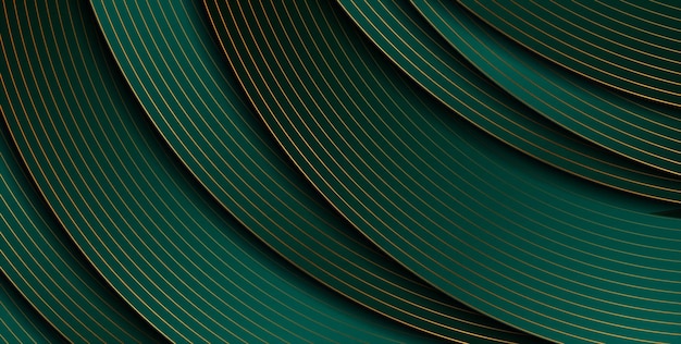 Fondo ondulado geométrico de tecnología abstracta verde oscuro y dorado