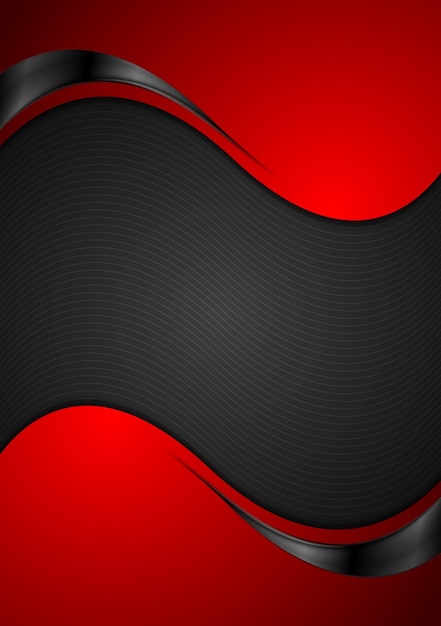 Fondo ondulado rojo contraste negro ilustración vectorial