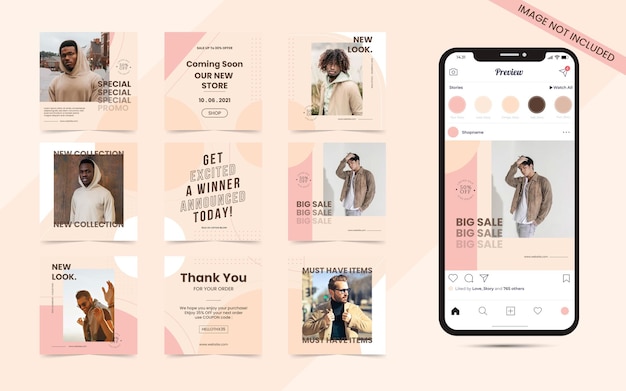 Fondo orgánico abstracto sin fisuras para el conjunto de publicaciones de carrusel de redes sociales de banner de venta de blogger de moda de instagram