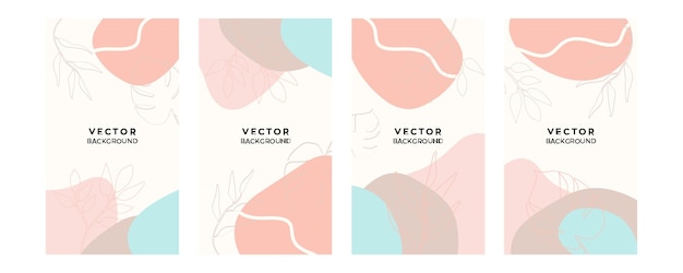 Fondo orgánico con elementos florales y geométricos del arte de la línea del follaje del tono de la tierra. Para publicaciones en redes sociales, aplicaciones móviles, diseño de banners y anuncios web o en Internet. Fondo de moda boho