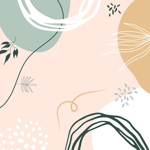 Fondo orgánico minimalista abstracto de moda con formas líquidas que fluyen, florales, pincel, hojas, texturas dibujadas a mano y blob. Bronceado, desnudo, champán, beige, pastel, rosa, marrón, estilo de color de tono tierra.