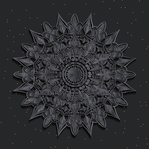 Fondo oriental de lujo mandala damasco oscuro