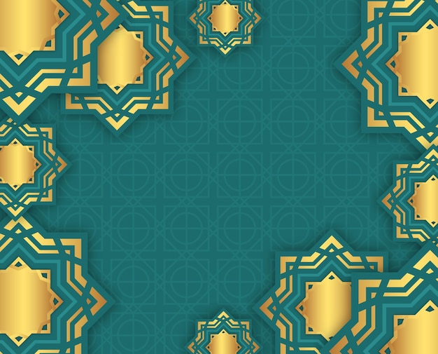 Fondo ornamental árabe en papel estilo diseño verde y dorado