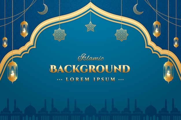 Fondo ornamental islámico tridimensional y realista