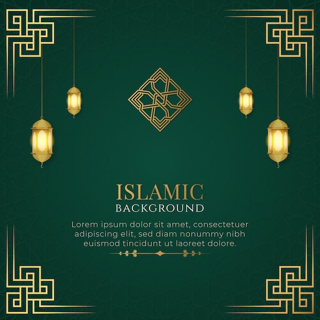 Fondo ornamental de lujo verde y dorado elegante islámico árabe con patrón islámico