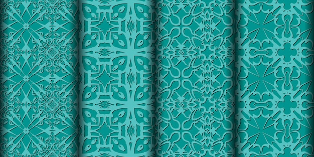 Fondo ornamental volumétrico de patrones sin fisuras