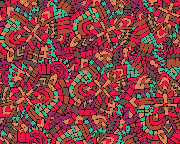 Fondo de ornamento abstracto zentangle. Colorido adorno de estilo étnico.