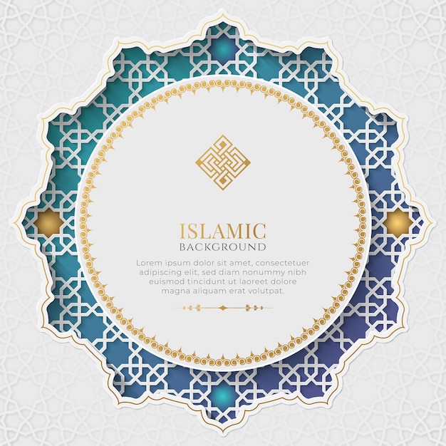Fondo de ornamento de lujo blanco y dorado elegante islámico árabe con patrón árabe