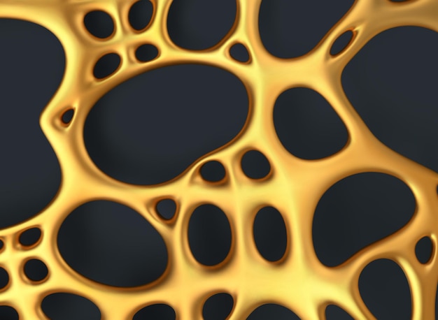 Vector fondo de oro abstracto de lujo. malla irregular orgánica dorada realista con agujeros.