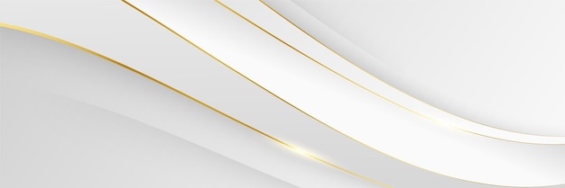 Fondo de oro blanco minimalista y limpio moderno con forma de círculo geométrico de onda de línea realista Diseño plateado elegante para fondo de pantalla de presentación web Plantilla de patrón de banner de diseño gráfico vectorial