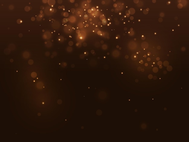 Fondo de oro bokeh de lujo abstracto. efecto de luz chispas de oro. concepto de desenfoque de navidad. vector telón de fondo de confeti cayendo brillante amarillo. volumen brillante borroneada polvo de estrellas sobre fondo negro.