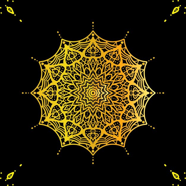 Fondo de oro de lujo mandala colorido Fondo de diseño de mandala ornamental de lujo en color dorado