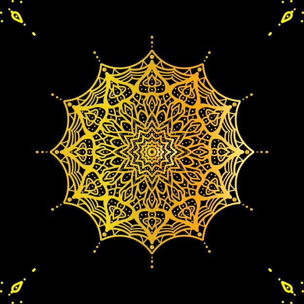 Fondo de oro de lujo mandala colorido Fondo de diseño de mandala ornamental de lujo en color dorado