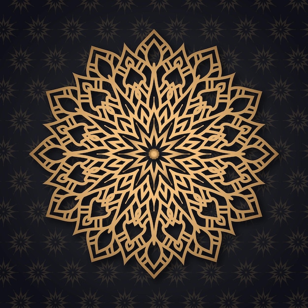 Fondo de oro de lujo mandala colorido Vector Premium