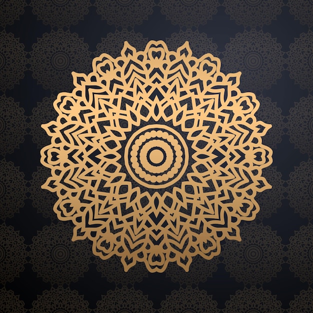 Fondo de oro de lujo mandala colorido Vector Premium