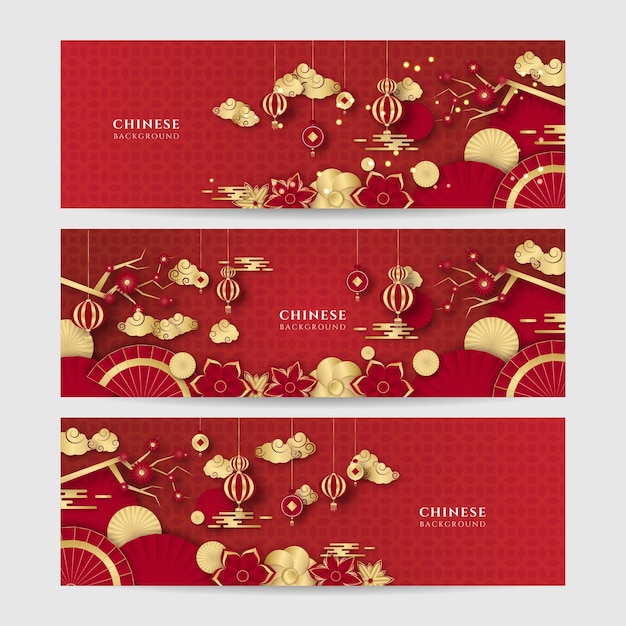 Fondo de oro rojo de china china. china china año nuevo 2022 año del tigre rojo y flor dorada y elementos asiáticos papel cortado con estilo artesanal en el fondo.