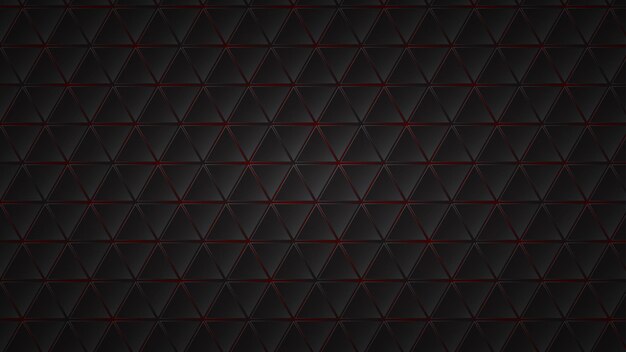Fondo oscuro abstracto de azulejos triangulares negros con espacios rojos entre ellos