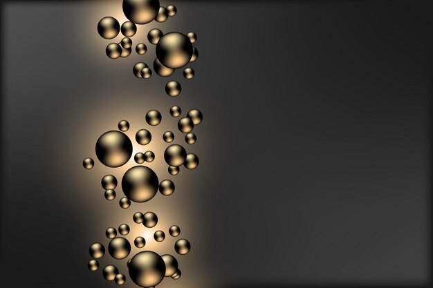 Fondo oscuro abstracto con brillo dorado y moléculas en vector