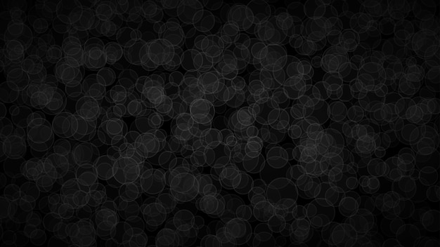Fondo oscuro abstracto de círculos translúcidos con contornos claros Fondo sombreado negro con formas geométricas distribuidas aleatoriamente