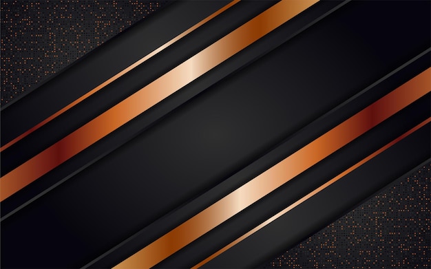 Fondo oscuro abstracto combinado con puntos y líneas doradas