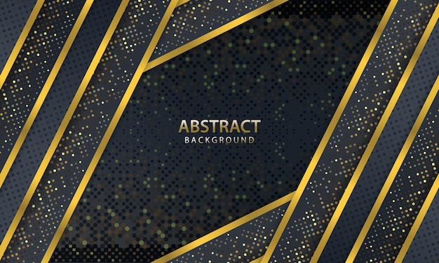 Fondo oscuro abstracto con diseño de línea de oro moderno. ilustración vectorial.